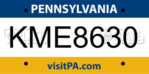KME8630 Pennsylvania License Plate