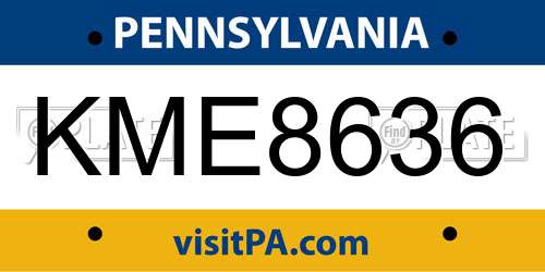 KME8636 Pennsylvania License Plate