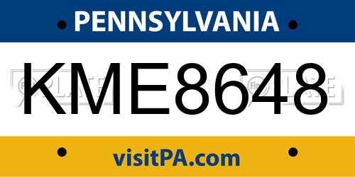 KME8648 Pennsylvania License Plate