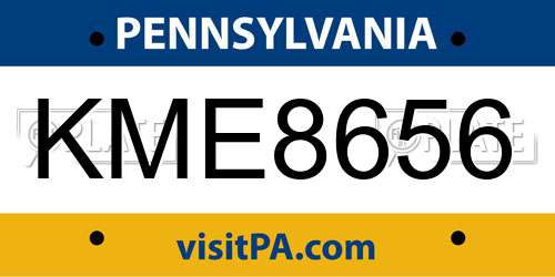 KME8656 Pennsylvania License Plate