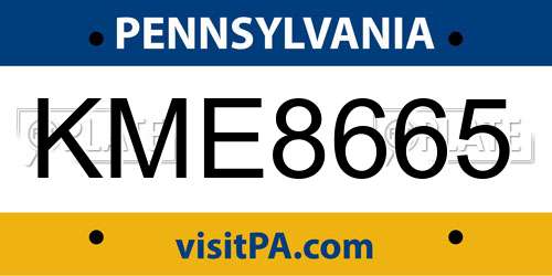 KME8665 Pennsylvania License Plate