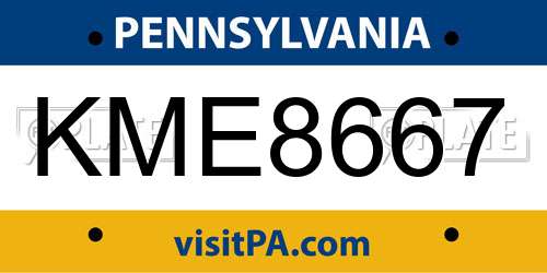 KME8667 Pennsylvania License Plate