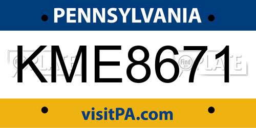 KME8671 Pennsylvania License Plate