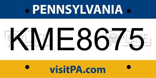 KME8675 Pennsylvania License Plate