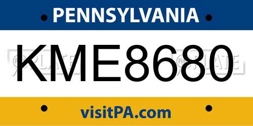 KME8680 Pennsylvania License Plate