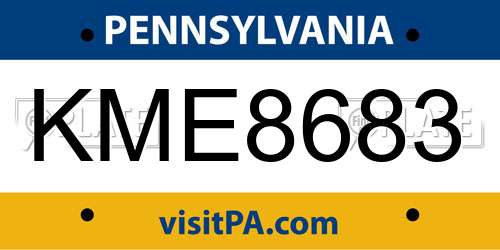 KME8683 Pennsylvania License Plate