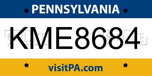 KME8684 Pennsylvania License Plate