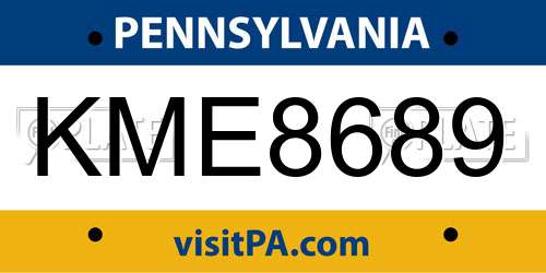 KME8689 Pennsylvania License Plate