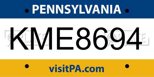 KME8694 Pennsylvania License Plate