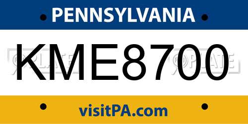 KME8700 Pennsylvania License Plate