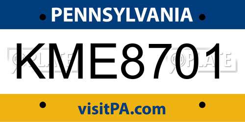 KME8701 Pennsylvania License Plate