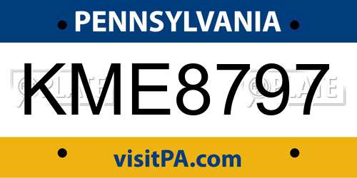 KME8797 Pennsylvania License Plate