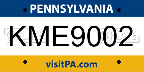 KME9002 Pennsylvania License Plate