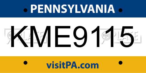 KME9115 Pennsylvania License Plate
