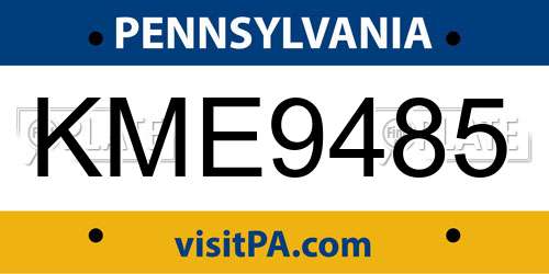KME9485 Pennsylvania License Plate