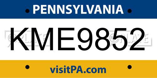KME9852 Pennsylvania License Plate