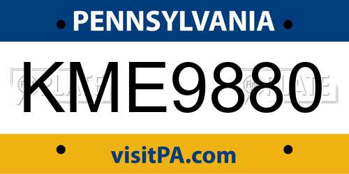 KME9880 Pennsylvania License Plate