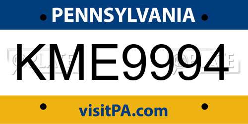 KME9994 Pennsylvania License Plate