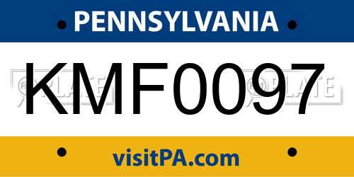 KMF0097 Pennsylvania License Plate