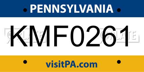 KMF0261 Pennsylvania License Plate