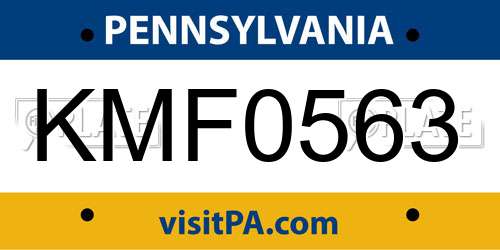 KMF0563 Pennsylvania License Plate