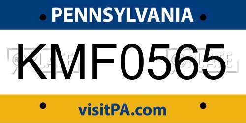 KMF0565 Pennsylvania License Plate