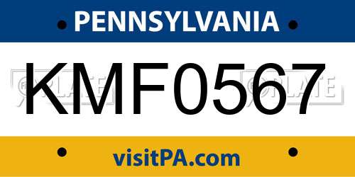 KMF0567 Pennsylvania License Plate