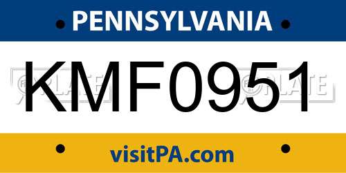 KMF0951 Pennsylvania License Plate