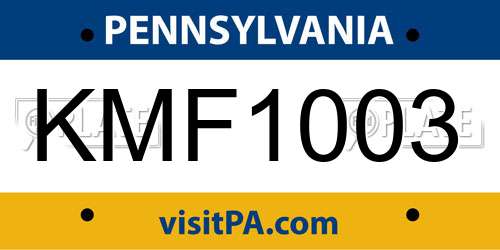 KMF1003 Pennsylvania License Plate