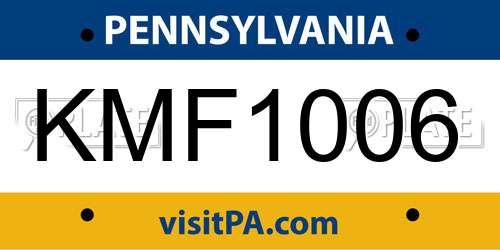 KMF1006 Pennsylvania License Plate