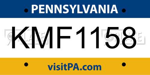 KMF1158 Pennsylvania License Plate