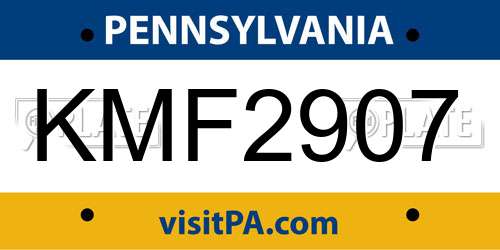 KMF2907 Pennsylvania License Plate
