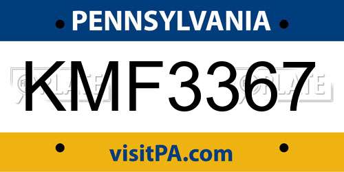 KMF3367 Pennsylvania License Plate