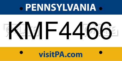 KMF4466 Pennsylvania License Plate