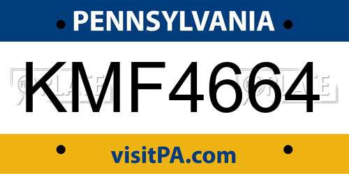 KMF4664 Pennsylvania License Plate