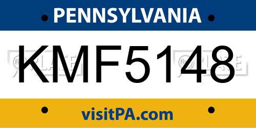 KMF5148 Pennsylvania License Plate