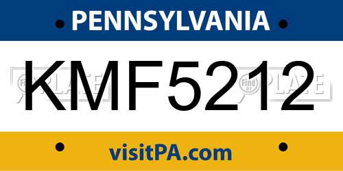 KMF5212 Pennsylvania License Plate