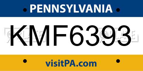 KMF6393 Pennsylvania License Plate