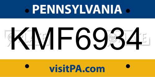 KMF6934 Pennsylvania License Plate