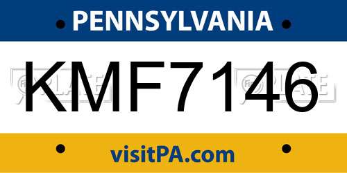 KMF7146 Pennsylvania License Plate