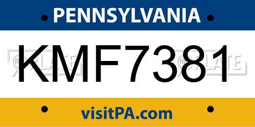 KMF7381 Pennsylvania License Plate