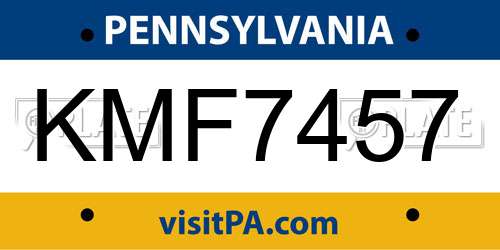 KMF7457 Pennsylvania License Plate