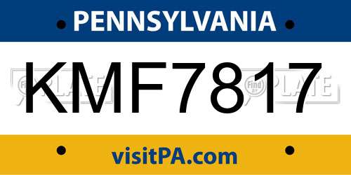 KMF7817 Pennsylvania License Plate