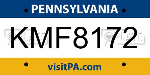 KMF8172 Pennsylvania License Plate