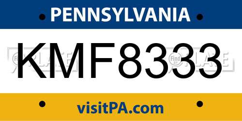 KMF8333 Pennsylvania License Plate