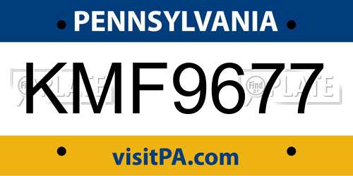 KMF9677 Pennsylvania License Plate