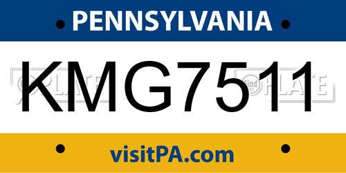 KMG7511 Pennsylvania License Plate
