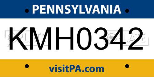 KMH0342 Pennsylvania License Plate