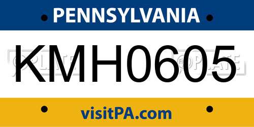 KMH0605 Pennsylvania License Plate