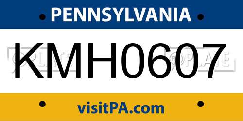 KMH0607 Pennsylvania License Plate